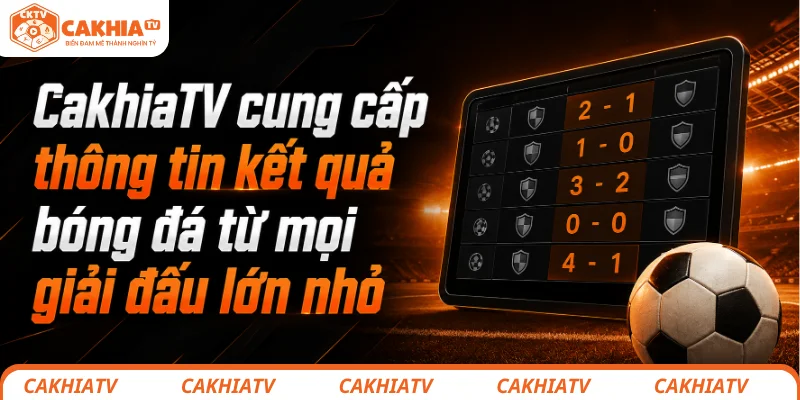 Kết quả bóng đá - Trải nghiệm thông tin thể thao tuyệt vời 2 CakhiaTV cung cấp thông tin kết quả bóng đá từ mọi giải đấu lớn nhỏ
